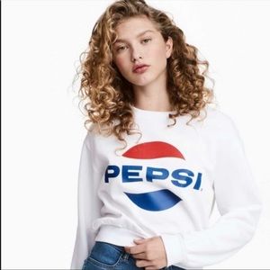 H&M WHITE PEPSI CROPPED SWEATSHIRT